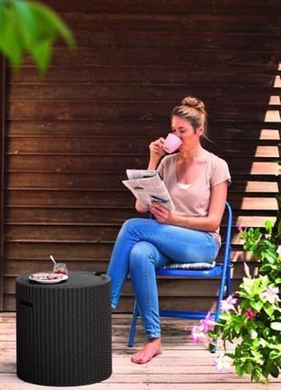 Стілець-скриня садова пластикова keter cool stool, коричнева3 фото