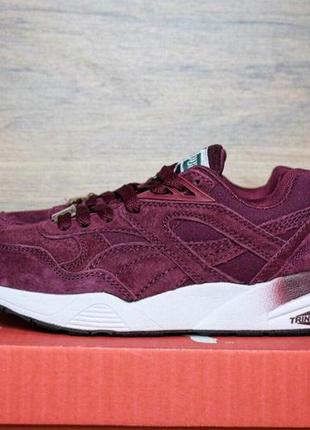 Жіночі кросівки | puma trinomic | бордові на білій | замша | маломірні, :36