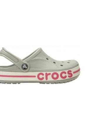 Кроксы сабо Flat crocs bayaband clog grey/pink