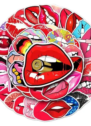 Наклейки стикеры сексуальные женские губы улыбки страсть похоть эротизм