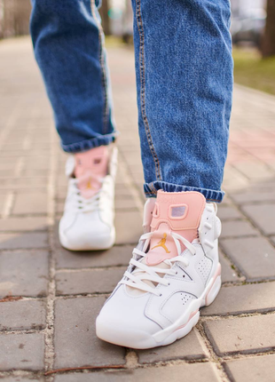 Nike air jordan 6 retro white pink4 фото