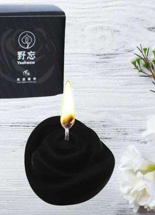 Низкотемпературная свеча в виде розы черная "темная романтика" lockink