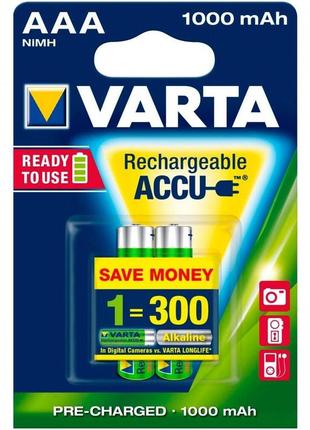 Акумулятор varta rechargeable accu aaa 1000mah bli 2 ni-mh