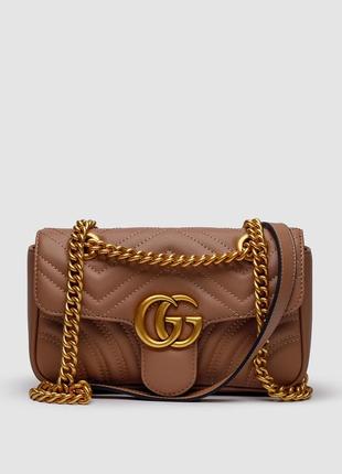 💎 gucci marmont mini shoulder bag beige, gold hardware 22 x 13 x 6.5 см