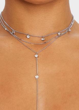 Ланцюжок подвійний  з підвісками камінчиками