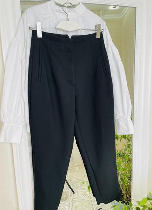 Zara черные брюки с высокой посадкой1 фото