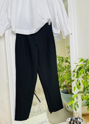 Zara черные брюки с высокой посадкой5 фото