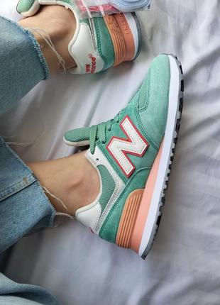 Женские кроссовки new balance 574 green