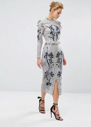 Розпродаж сукня hope & ivy міді/максі мереживна ажурна asos з вишивкою10 фото