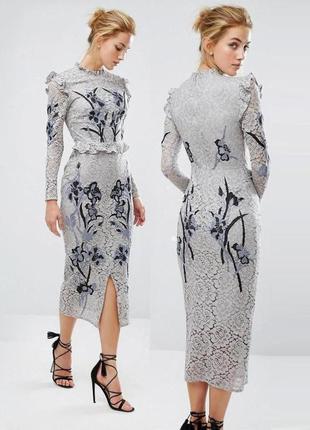 Розпродаж сукня hope & ivy міді/максі мереживна ажурна asos з вишивкою1 фото