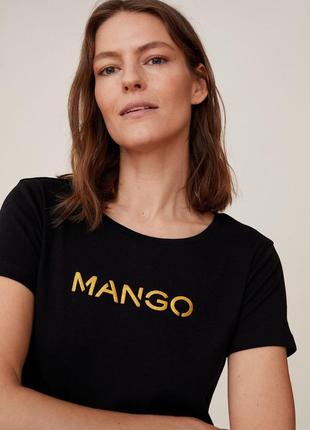 Mango футболка черная коттоновая