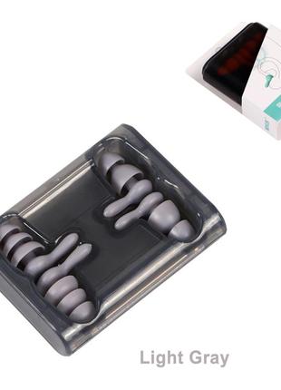 Багаторазові силіконові беруші для сну - 2 пари soundproof earplug gray з контейнером від шуму та води