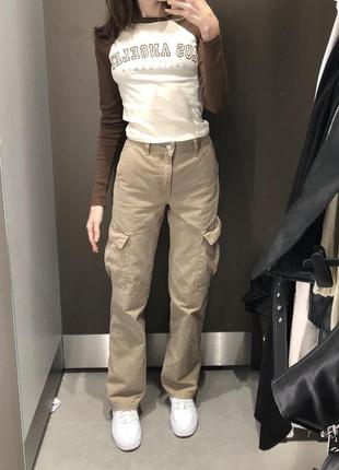 Штани high-waist straight карго pull&bear