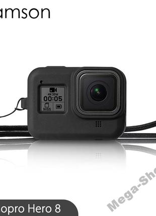 Силіконовий захисний чохол для гопро gopro hero 8 black + ремінець чорний df-22