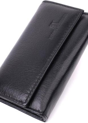 Практична ключниця з натуральної шкіри st leather 22483 чорний