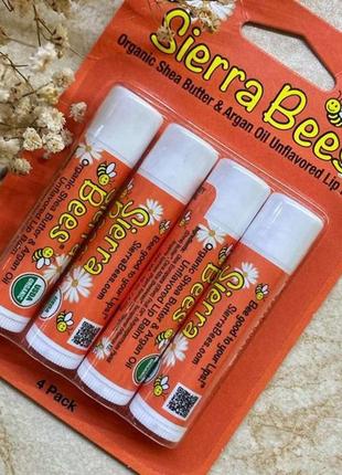 Sierra bees органічні бальзами для губ з ароматом масло ши й арганова олія 4 шт. , по 4,25 г