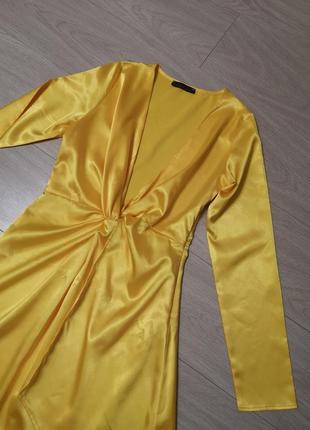 Яркое платье, нарядное платье, праздничное платье, шёлковое платье с разрезом, выпускное платье zara5 фото