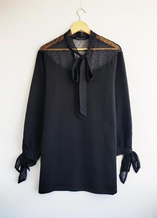 Комбинированное черное платье свободного кроя zara6 фото