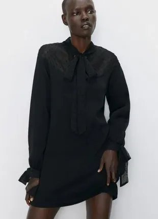 Комбинированное черное платье свободного кроя zara2 фото