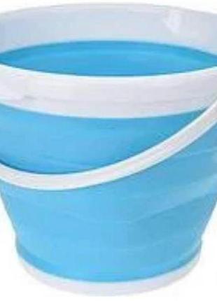 Відро 10 літрів туристичне складане collapsible bucket блакитне