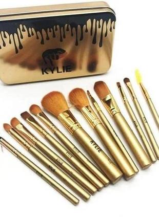 Пензлики для макіяжу make up brush set золото