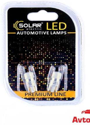 Лампочка без цоколя led t10_w5w smd белая 1-диод 12v w2.1x9.5d canbus (solar) (к-т.-2шт.) sl1340