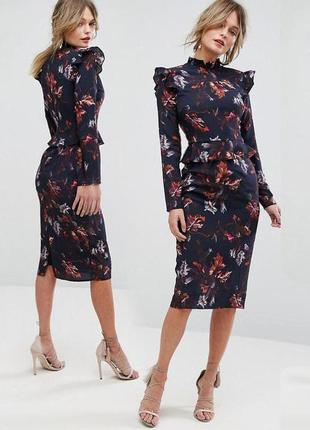 Распродажа платье hope &amp; ivy Midi asos с длинными рукавами и баской1 фото