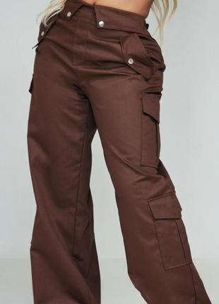 Штани шикарні палаццо, шоколадного кольору.2 фото