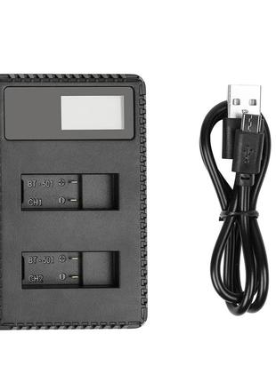 Usb зарядное с lcd дисплеем для 2-х аккумуляторов ahdbt-501 (aabat-001) для gopro hero 5, 6, 7 (код xtgp432)