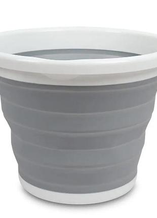 Відро 5 літрів туристичне складане silicon collapsible bucket сіре