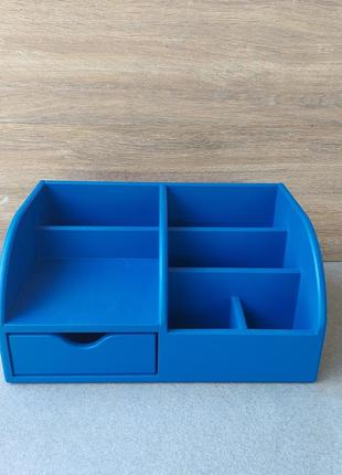 Органайзер синий wooden organizer для канцелярских приборов2 фото