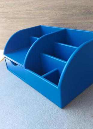 Органайзер синий wooden organizer для канцелярских приборов3 фото