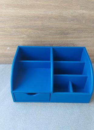 Органайзер синий wooden organizer для канцелярских приборов4 фото