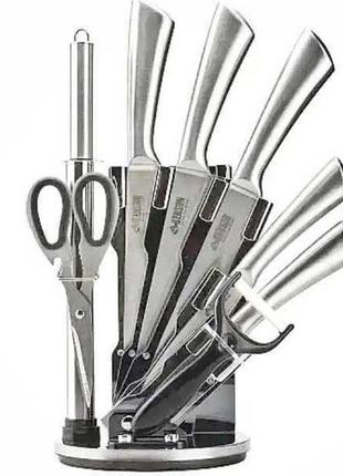 Набір ножів benson bn-415 із 8 предметів + ​​підставка, нержавіюча сталь