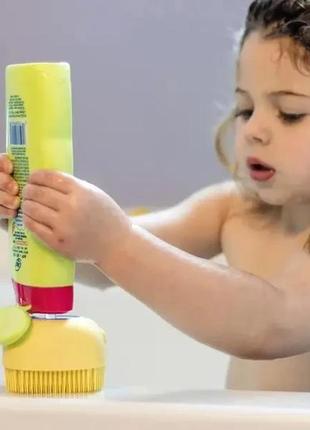 Детская силиконовая массажная мочалка губка для ванны с дозатором5 фото