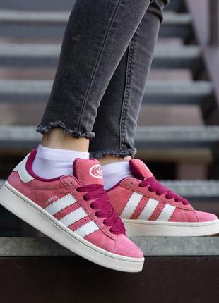 Жіночі рожеві кросівки adidas campus 00s suede pink strata