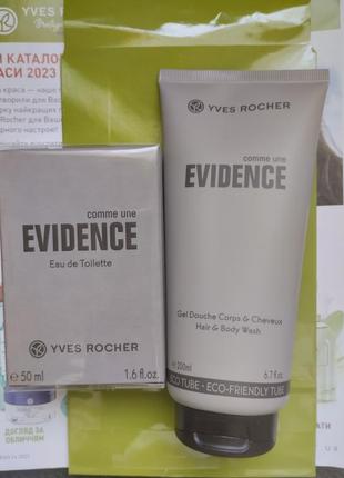 Мужской набор ив роше туалетная вода гель comme une evidence yves rocher