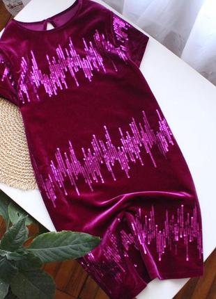 Шикарное велюровое платье с пайетками george 10-11р