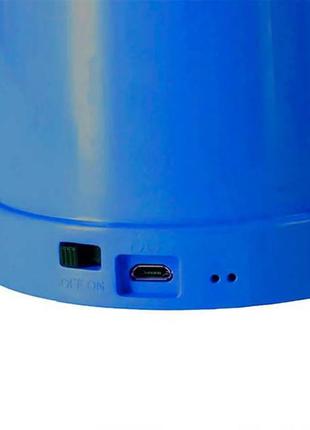 Настольная лампа с подставкой для телефона с usb зарядкой и акб голубая