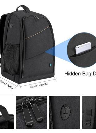 Фоторюкзак, рюкзак puluz для фотоапаратів — чорний (тип pu5011b)4 фото