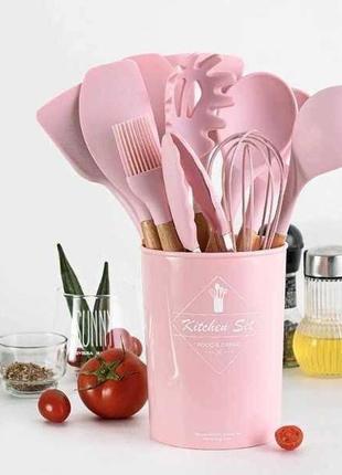 Набор кухонных принадлежностей 12 предметов kitchen set розовый