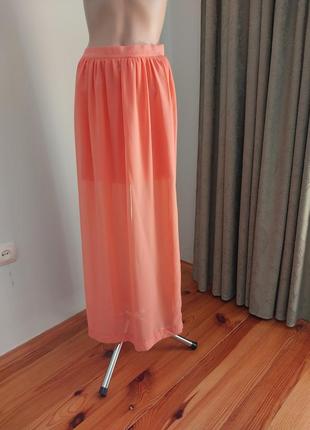 Юбка длинная шифоновая р. 46-48 с высоким разрезом