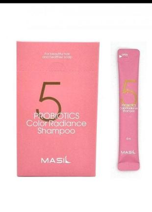 Шампунь для волос с пробиотиками для защиты цвета masil 5 probiotics color radiance shampoo 8мл