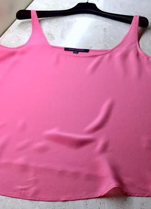 Нова. майка з шовку french connection half transparent silk top pink оригінал 100% silk  size 12 l/