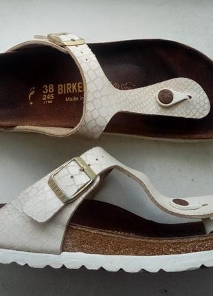 24,5см.кожаные шлепанцы вьетнамки birkenstock gizeh (оригинал)