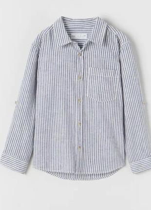 Шикарная рубашка из льна от известного испанского бренда zara.2 фото