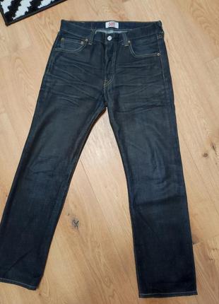 Джинси чоловічі темно сині прямі широкі levis 501 button-fly straight jeans man, розмір s - m