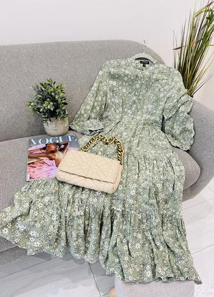 Сукня міді вільного крою в квітковий  принт3 фото
