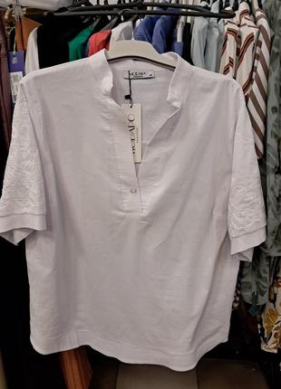 Блуза с вышитыми рукавами в трёх цветах, р.м, л, хл, 2хл2 фото
