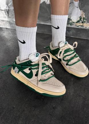 Женские кроссовки nike sb dunk x off white “happy smile green” premium.